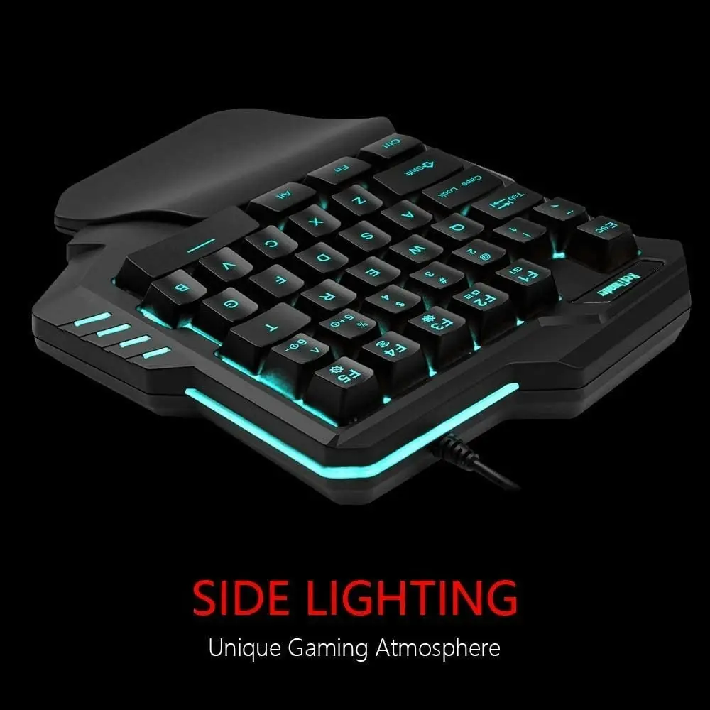 RedThunder One Handed Gaming Keyboard RGB Backlit 35 Keys Portable Mini Gaming Keypad Ergonomic Game Controller for PC Gamer