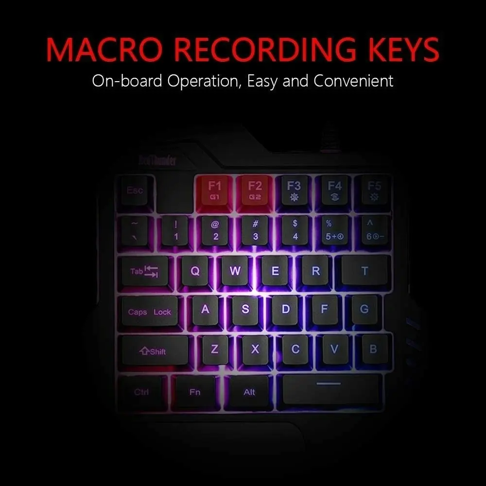 RedThunder One Handed Gaming Keyboard RGB Backlit 35 Keys Portable Mini Gaming Keypad Ergonomic Game Controller for PC Gamer