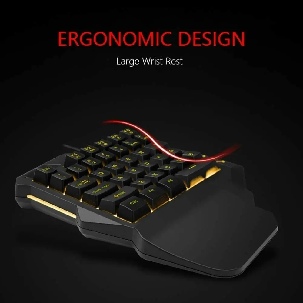 RedThunder One Handed Gaming Keyboard RGB Backlit 35 Keys Portable Mini Gaming Keypad Ergonomic Game Controller for PC Gamer