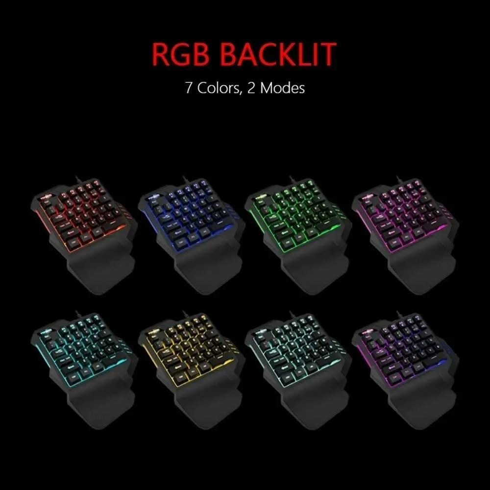 RedThunder One Handed Gaming Keyboard RGB Backlit 35 Keys Portable Mini Gaming Keypad Ergonomic Game Controller for PC Gamer