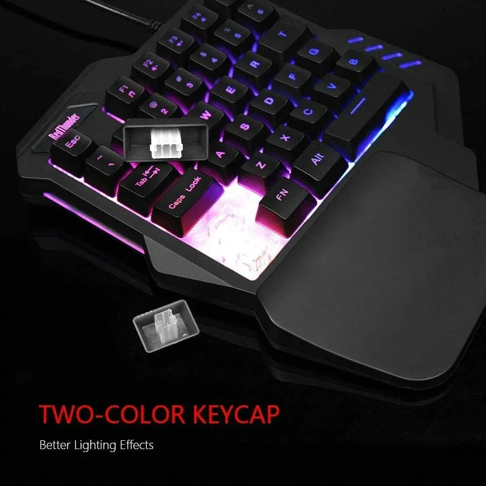 RedThunder One Handed Gaming Keyboard RGB Backlit 35 Keys Portable Mini Gaming Keypad Ergonomic Game Controller for PC Gamer