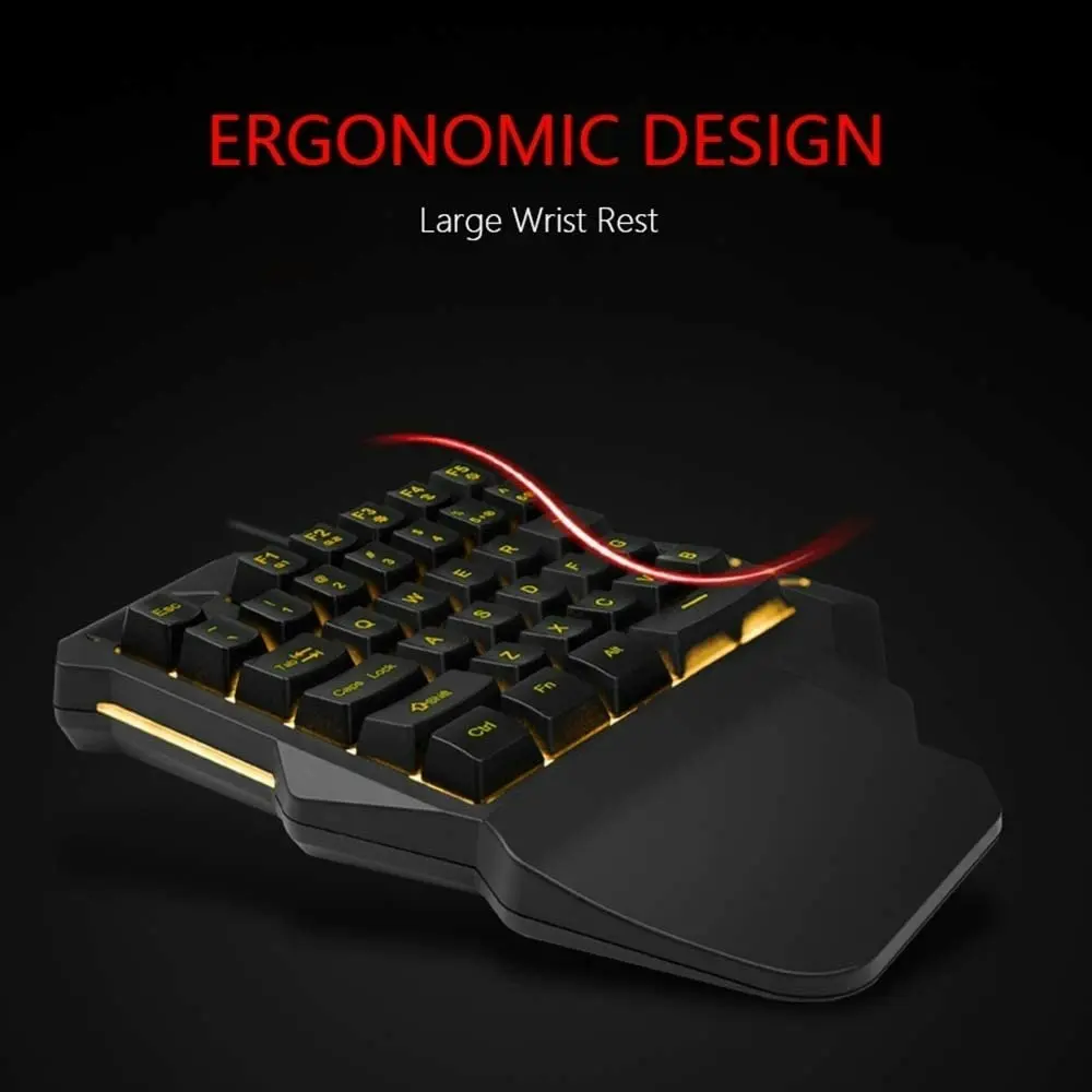 RedThunder One Handed Gaming Keyboard RGB Backlit 35 Keys Portable Mini Gaming Keypad Ergonomic Game Controller for PC Gamer