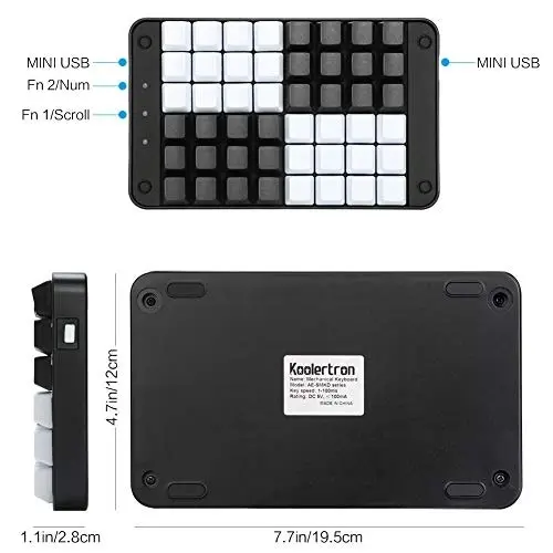 Koolertron Single-Handed Programmable Mechanical Keyboard with OEM Gateron Red Switch,All 48 Programmable Keys Tools Keypad,8 Macro Keys, PBT Keycaps.