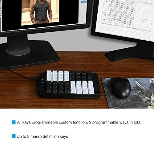 Koolertron Single-Handed Programmable Mechanical Keyboard with OEM Gateron Red Switch,All 48 Programmable Keys Tools Keypad,8 Macro Keys, PBT Keycaps.