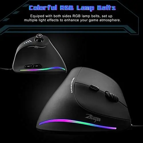 Gaming Mouse with 5 D Rocker, TRELC Ergonomic Mouse with 10000 DPI/11 Programmable Buttons, RGB Vertical Gaming Mice Wired for PC/Laptop/E-Sports/Game