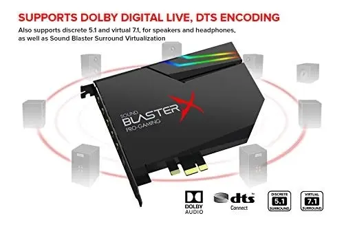 Creative Sound BlasterX AE-5 Plus SABRE32-class Hi-res 32-bit/384 kHz PCIe Gaming Sound Card and DAC with Dolby Digital and DTS, Xamp Discrete Headpho