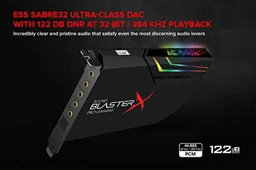 Creative Sound BlasterX AE-5 Plus SABRE32-class Hi-res 32-bit/384 kHz PCIe Gaming Sound Card and DAC with Dolby Digital and DTS, Xamp Discrete Headpho