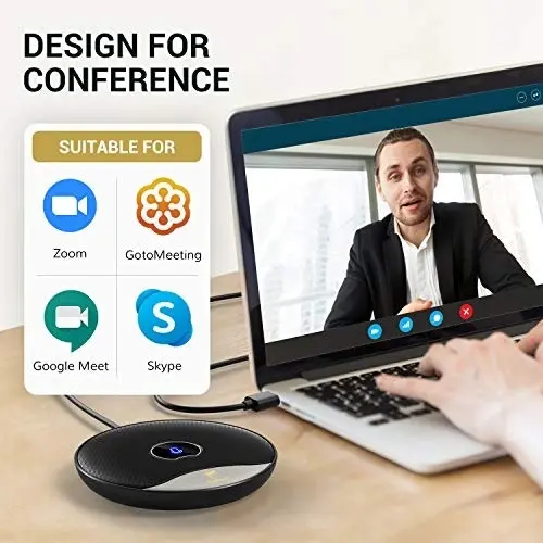 TONOR USB Conference Microphone, 360° Omnidirectional PC Computer Condenser Mic with Mute Button for Online Meeting/Class, Zoom Call, Skype Chatting,