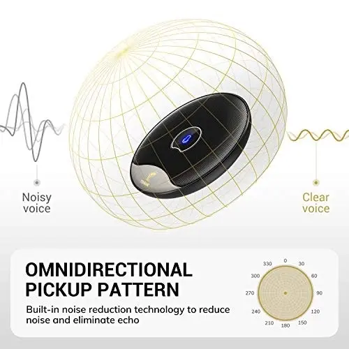 TONOR USB Conference Microphone, 360° Omnidirectional PC Computer Condenser Mic with Mute Button for Online Meeting/Class, Zoom Call, Skype Chatting,