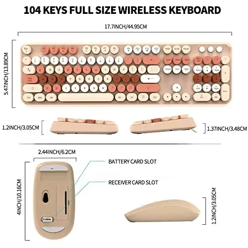 FOPETT Keyboard and Mouse Sets Wireless Keyboard and Mouse Sets,Reliable 2.4 GHz