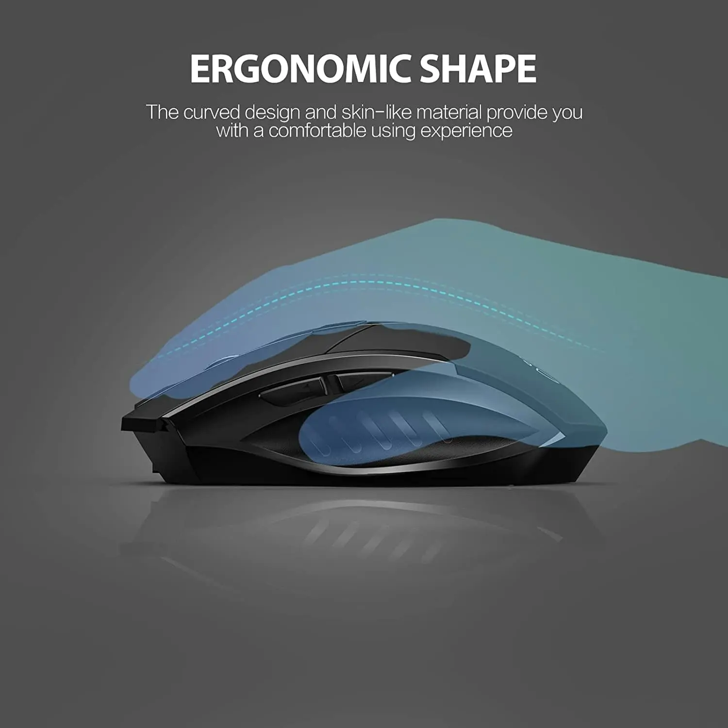 INPHIC Wireless Mouse 700Mah Large Ergonomic Rechargeable 2.4G Optical PC Laptop Cordless Mice with USB Nano Receiver, for Windows Computer Office, Black