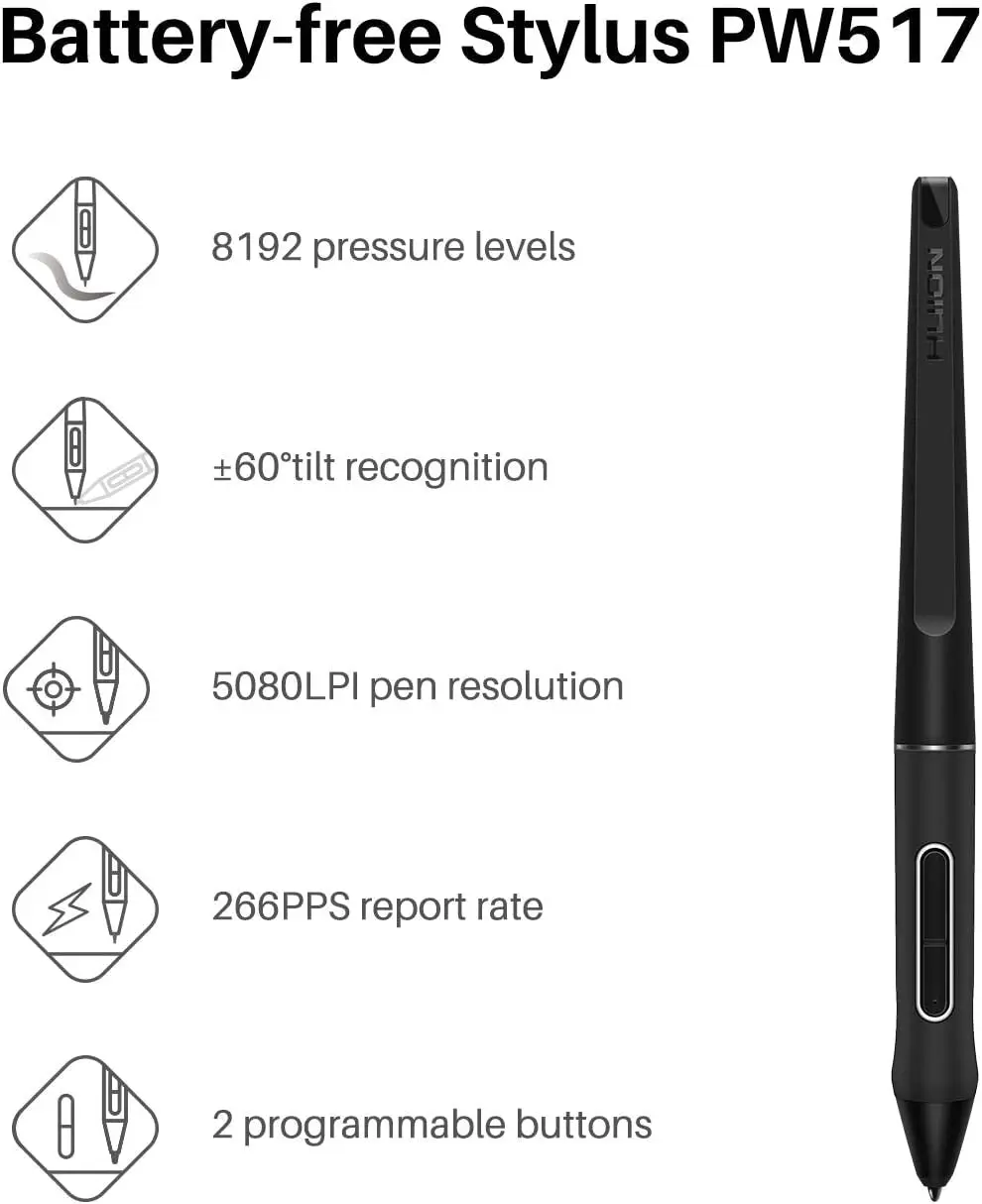 Huion KAMVAS 22 Graphics Drawing Tablet with Screen 120% Srgb PW517 Battery-Free Stylus Adjustable Stand, 21.5Inch Pen Display for Windows PC, Mac, Android