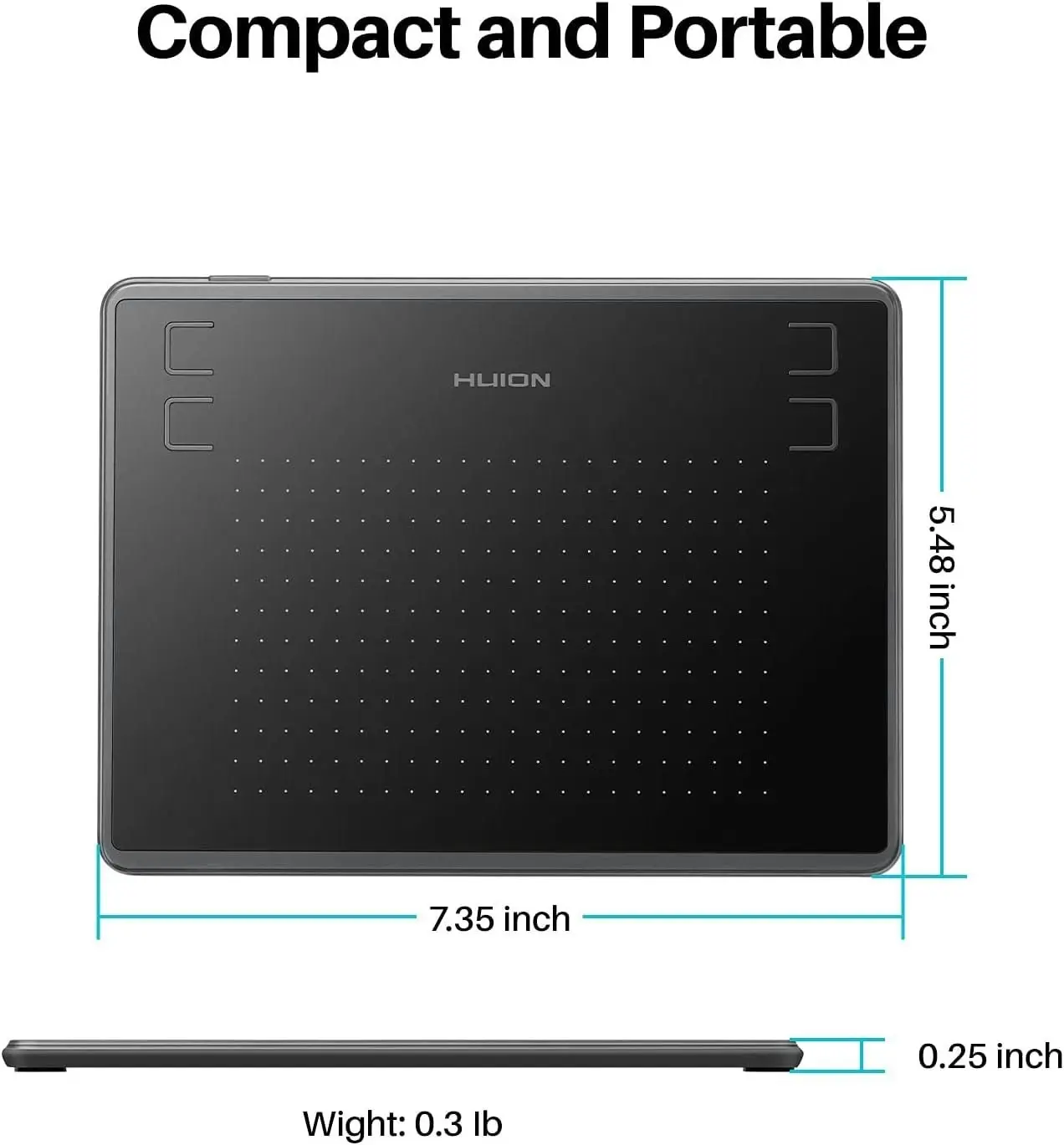 Huion Inspiroy H430P OSU Graphic Drawing Tablet with Battery-Free Stylus 4 Press Keys, Compatible with Android, Linux, Windows and Mac