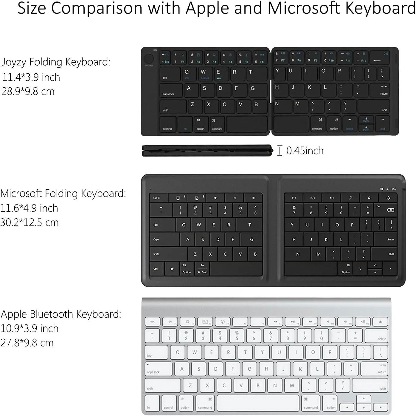 Joyzy Bluetooth Folding Keyboard Foldable Bluetooth Keyboard Rechargeable Full Size Foldable Keyboard for Ios Phone Android Smartphone Tablet Windows Laptop