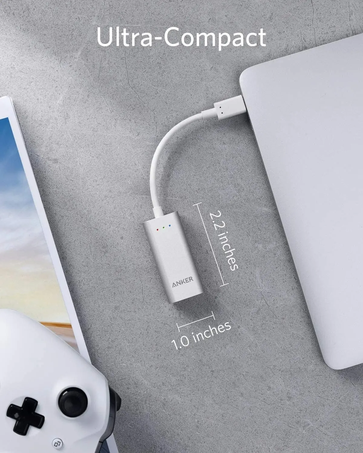 Anker USB C to Gigabit Ethernet Adapter, Aluminum Portable USB C Adapter, for Macbook Pro, Macbook Air 2018 and Later, Ipad Pro 2018 and Later, XPS, and More