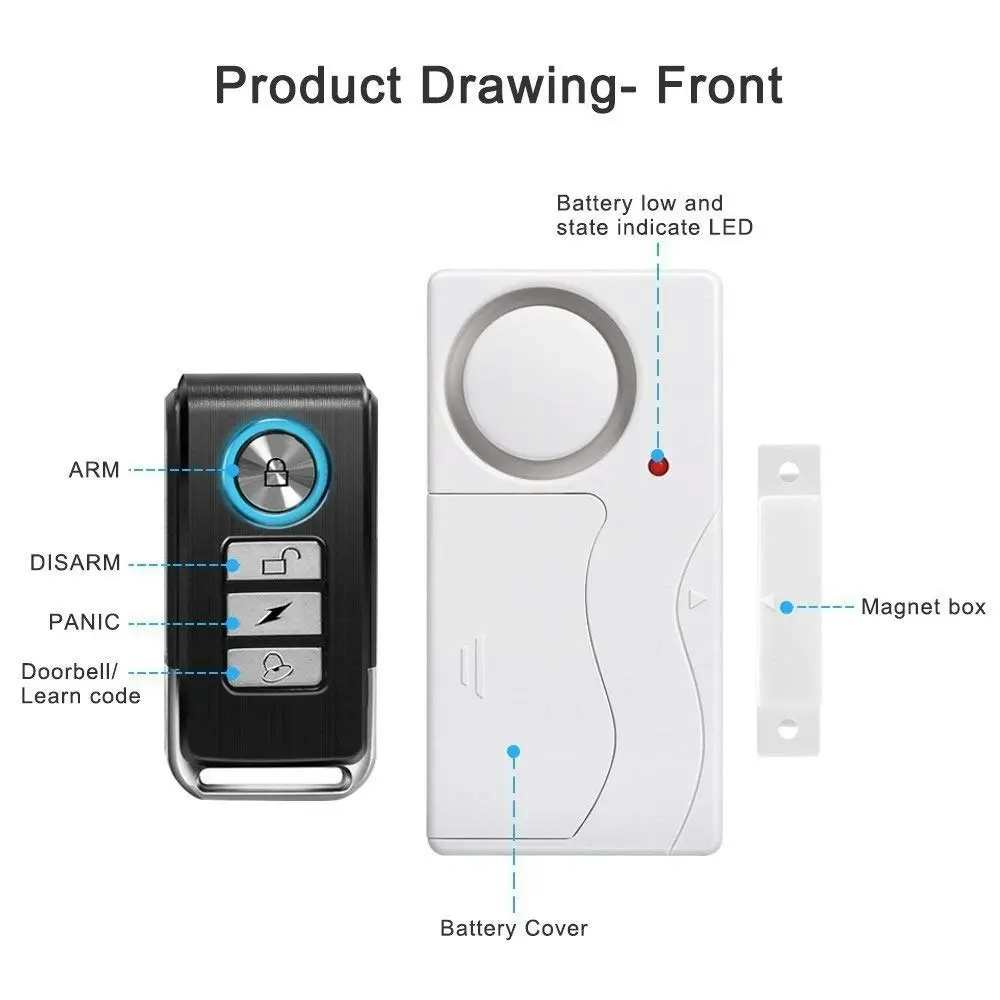 Wsdcam Door Alarm Wireless Anti-Theft Remote Control Door And Window Security Alarms