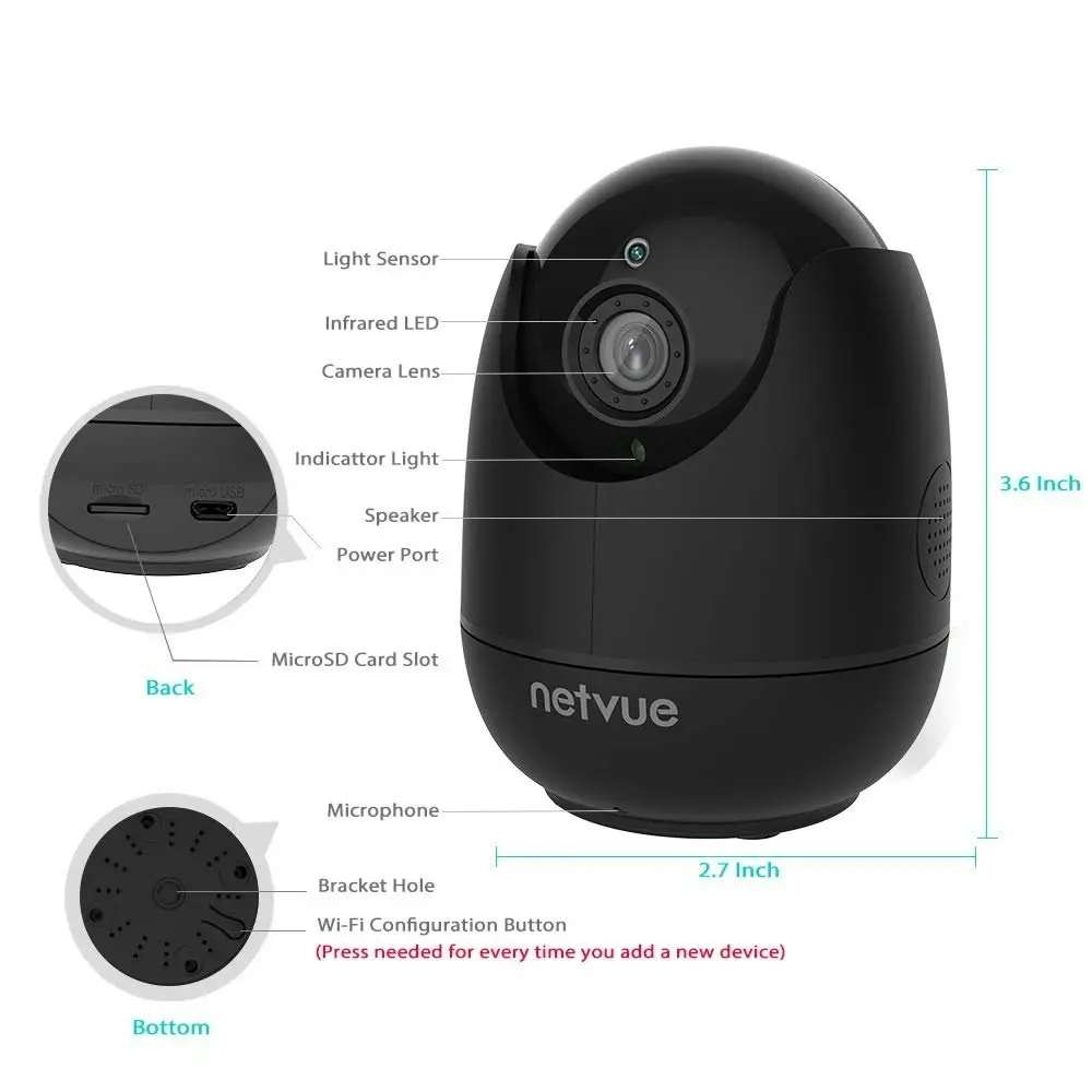 Netvue Indoor Camera, Enhanced Security Camera with Advanced AI Skills for Pet/Baby/Nanny, 1080P FHD 2.4GHz WiFi Night Vision