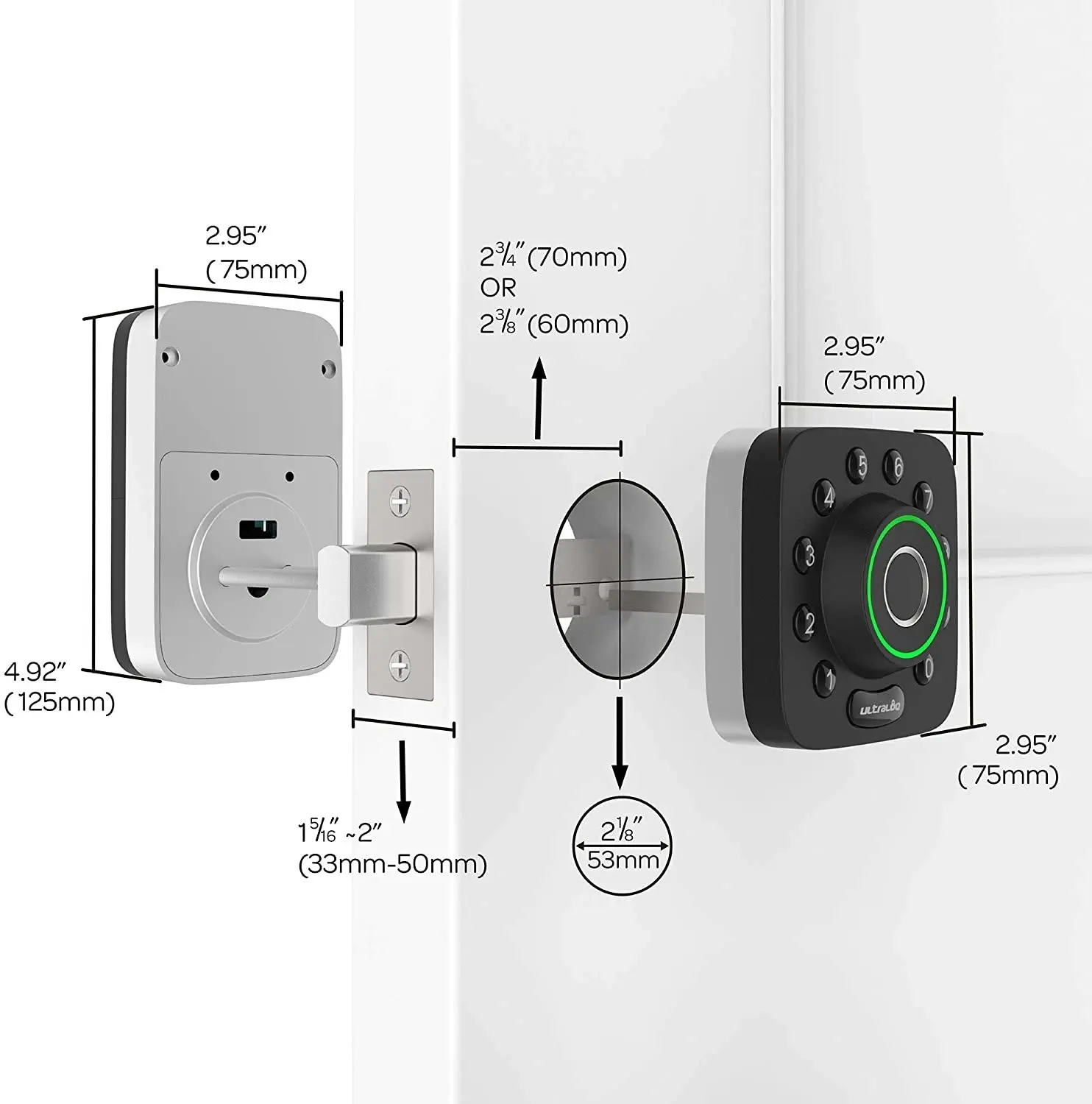 ULTRALOQ Smart Lock U-Bolt Pro - Fingerprint Smart Door Lock - 7 in 1 Keyless Entry Door Lock - Biometric Keypad Deadbolt Front Door Lock, App Control