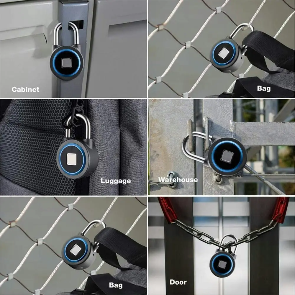 Meisort Fingerprint Padlock, Smart Thumbprint Bluetooth Lock Biometric Lock for Gym, Locker, Backpack, Luggage, Suitcase, Office, IP65 Water Resistanc