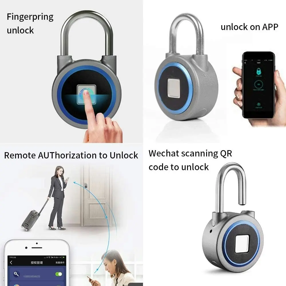 Meisort Fingerprint Padlock, Smart Thumbprint Bluetooth Lock Biometric Lock for Gym, Locker, Backpack, Luggage, Suitcase, Office, IP65 Water Resistanc