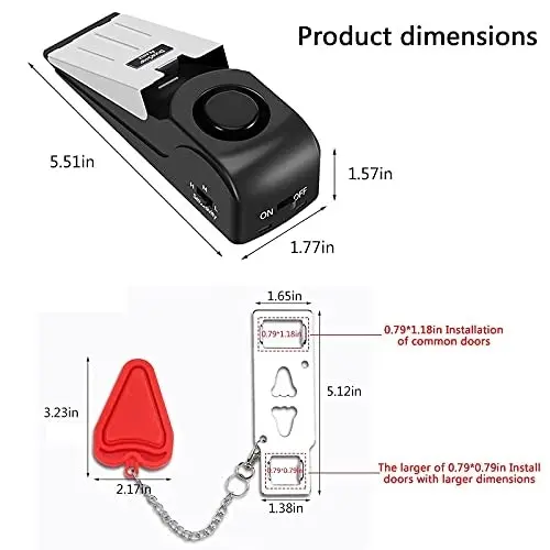 HNHMT Upgraded Portable Door Lock & Door Stop Alarm, Dual Protection Security Door Kit,Door Security Devices Pocket Self Defensey Tools,for Traveling