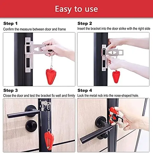 HNHMT Upgraded Portable Door Lock & Door Stop Alarm, Dual Protection Security Door Kit,Door Security Devices Pocket Self Defensey Tools,for Traveling