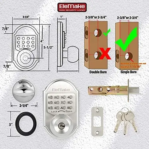 Megaflint Keyless Entry Door Lock Deadbolt Keypad Mechanical Stainless Steel (Pass Code or Key ) 100% Mechanical, No Electronic