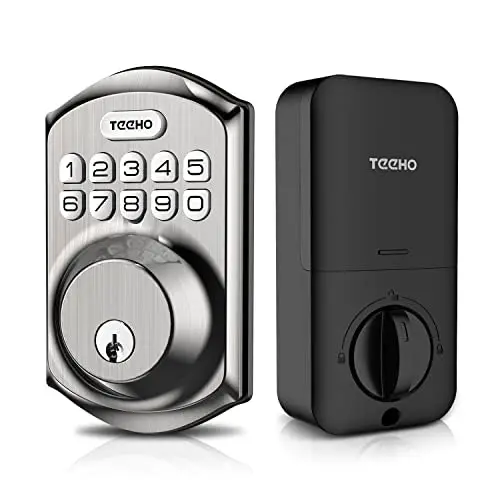 TEEHO TE001 Keyless Entry Door Lock with Keypad - Smart Deadbolt Lock - Front Door Lock with 2 Keys - Auto Lock - Easy Installation - Satin Nickel