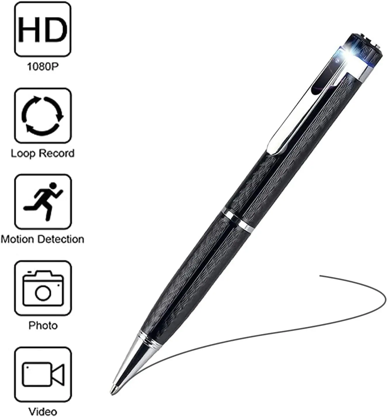 Hidden Camera Pen 1080P HD 2.5Hrs with 32GB SD Card - 2 in 1 - Camera Pen - Mini Body Camera, Card Reader, 5 Refills for Business, Conference, Security