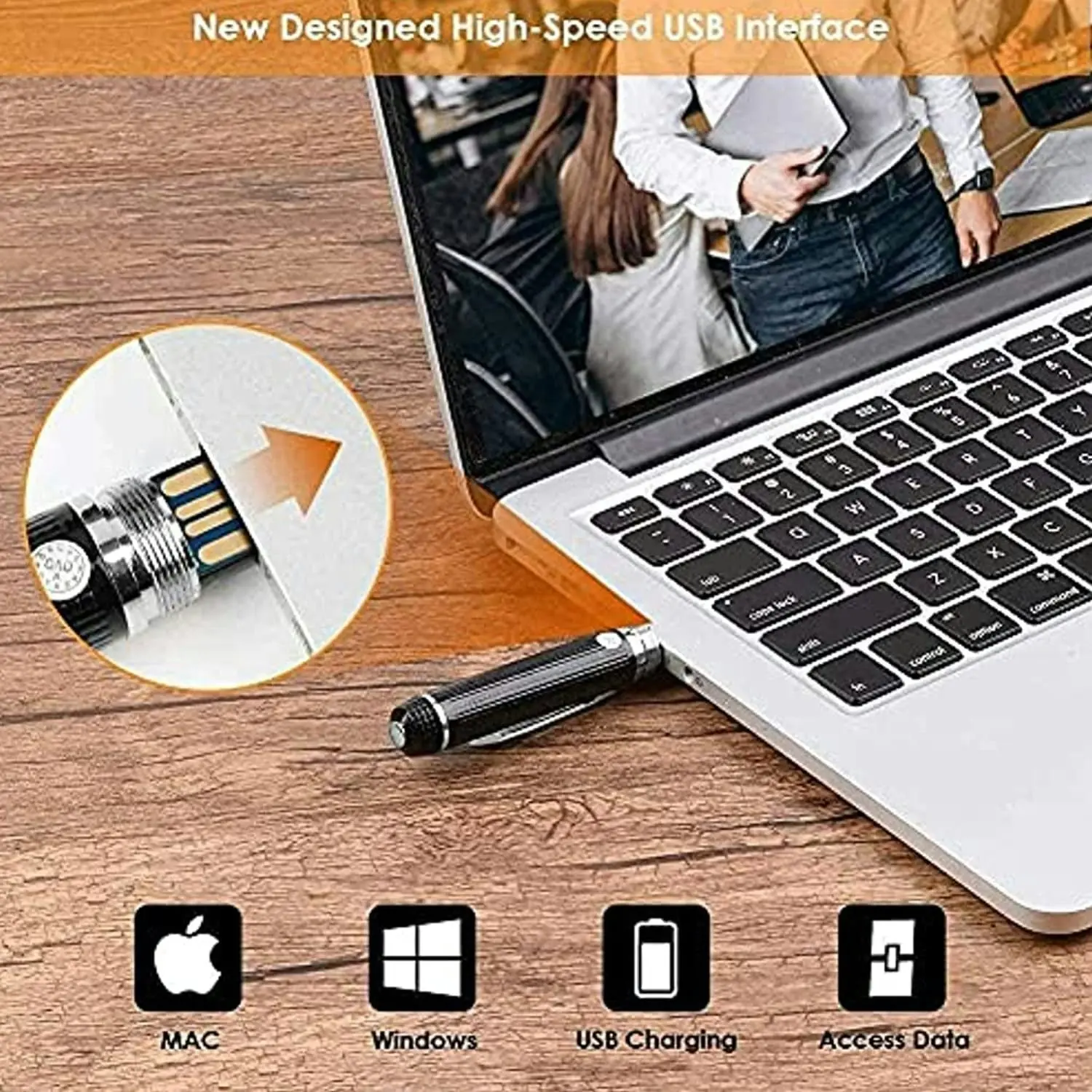 Hidden Camera Pen 1080P HD 2.5Hrs with 32GB SD Card - 2 in 1 - Camera Pen - Mini Body Camera, Card Reader, 5 Refills for Business, Conference, Security