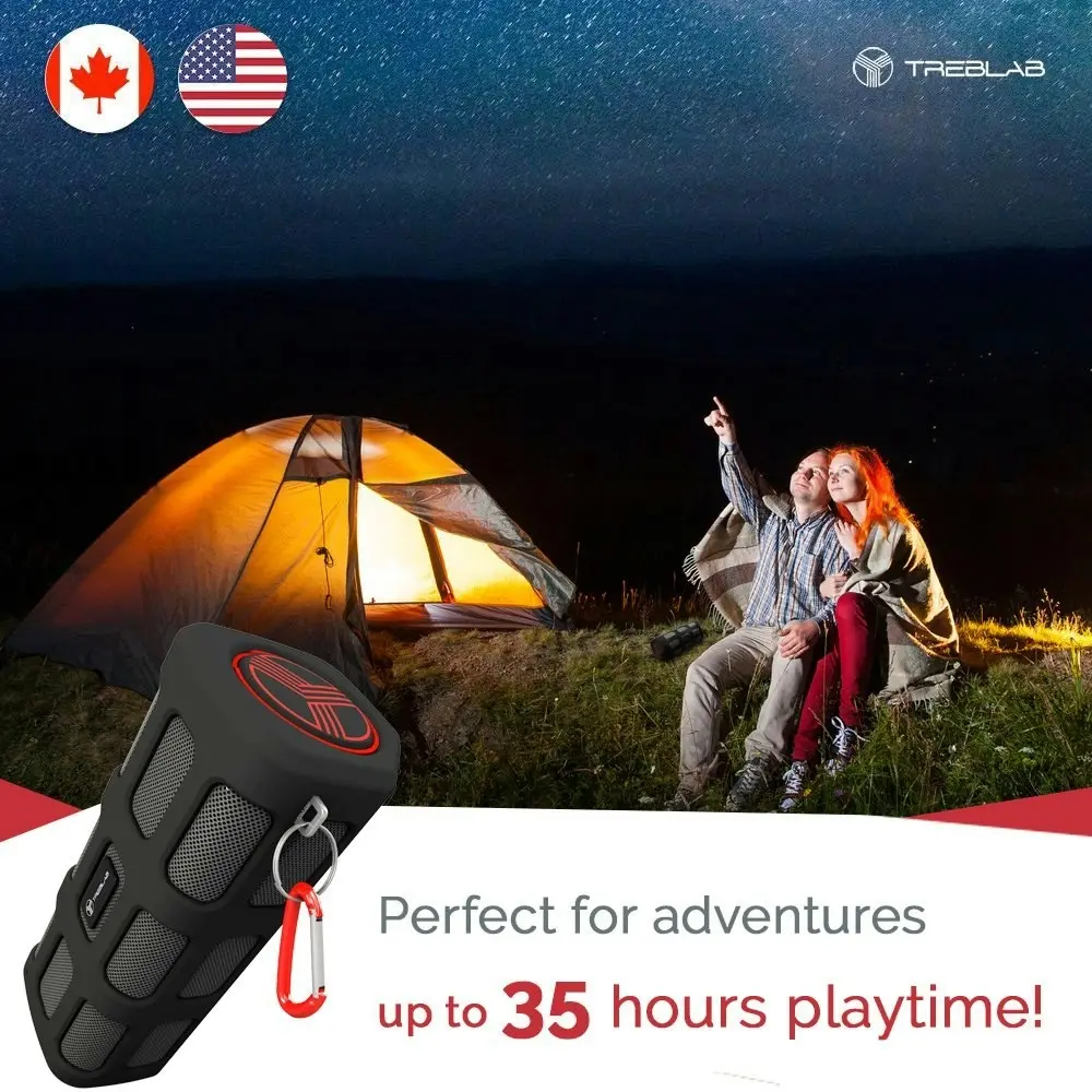 TREBLAB FX100 - Extreme Bluetooth Speaker - Loud, Rugged for Outdoors, Shockproof, Water Resistant IPX4, Built-in 7000mAh Power Bank