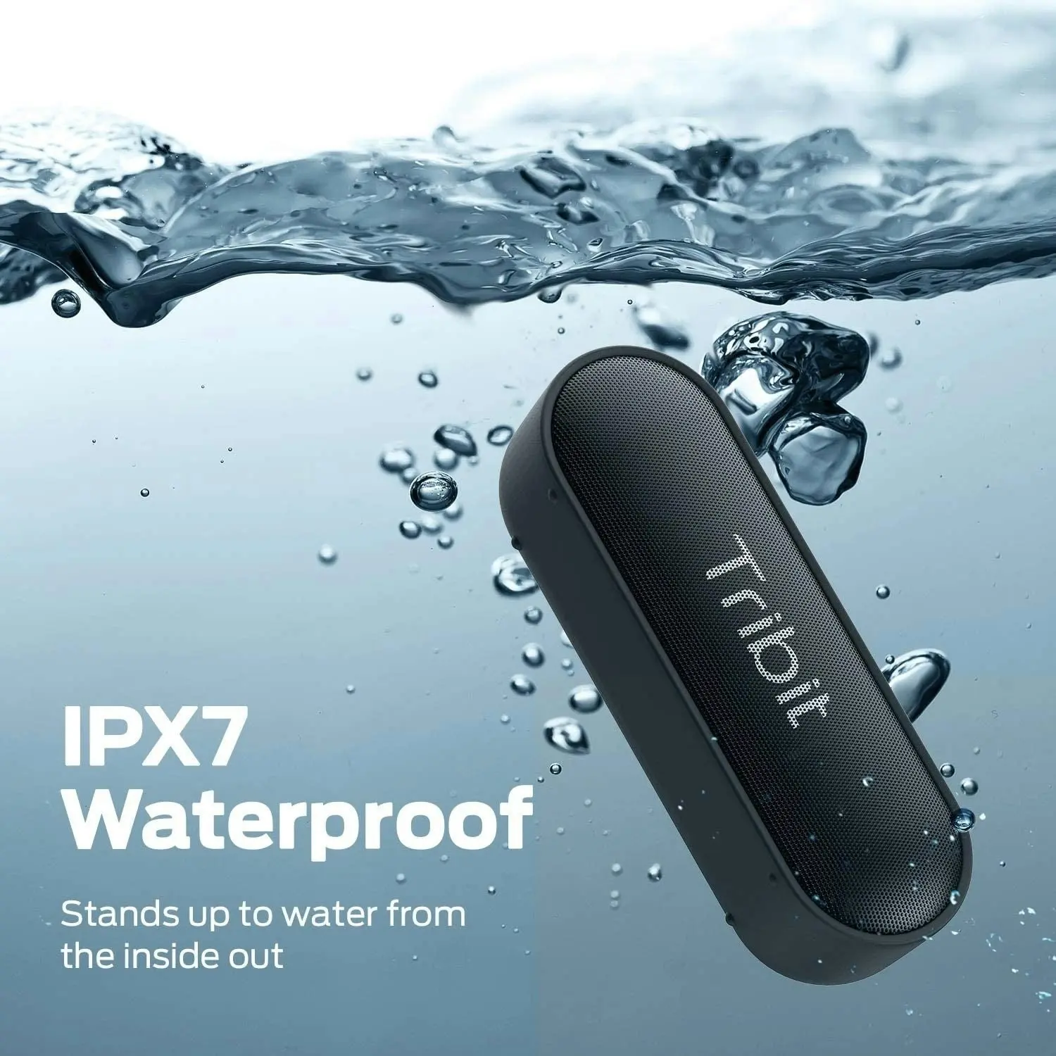 Tribit XSound Go Speaker Bluetooth Speaker with 16W Loud Sound & Deeper Bass, 24H Playtime, IPX7 Waterproof, Bluetooth 5.0 TWS Pairing Portable Wirele