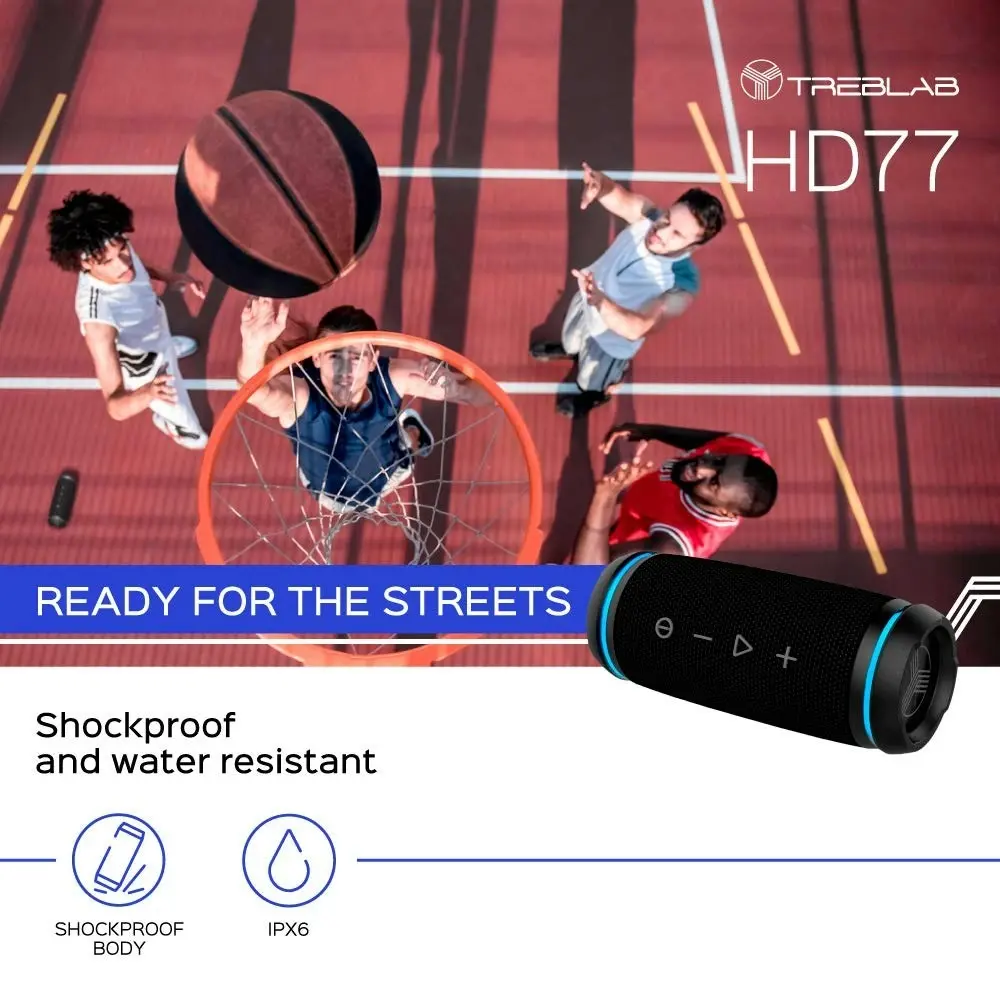 TREBLAB HD77 Premium Bluetooth Speaker  Loud 360° HD Surround Sound, Wireless Dual Pairing, 25W Powerful Bass, 20H Battery