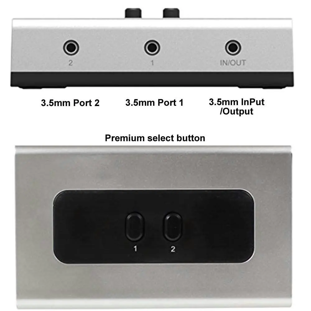 STEREO 2 PORT 3.5mm Manual Switch Box AUX Audio Speaker selector(Wall Mount Hole Built-in, wall or table available)