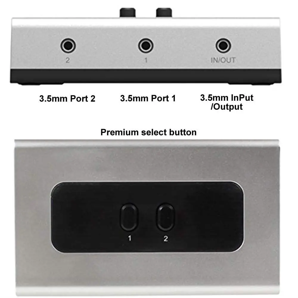 STEREO 2 PORT 3.5mm Manual Switch Box AUX Audio Speaker selector(Wall Mount Hole Built-in, wall or table available)