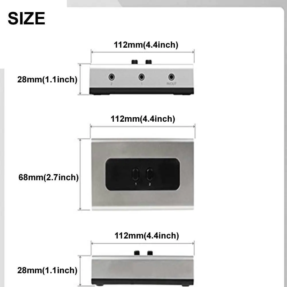 STEREO 2 PORT 3.5mm Manual Switch Box AUX Audio Speaker selector(Wall Mount Hole Built-in, wall or table available)