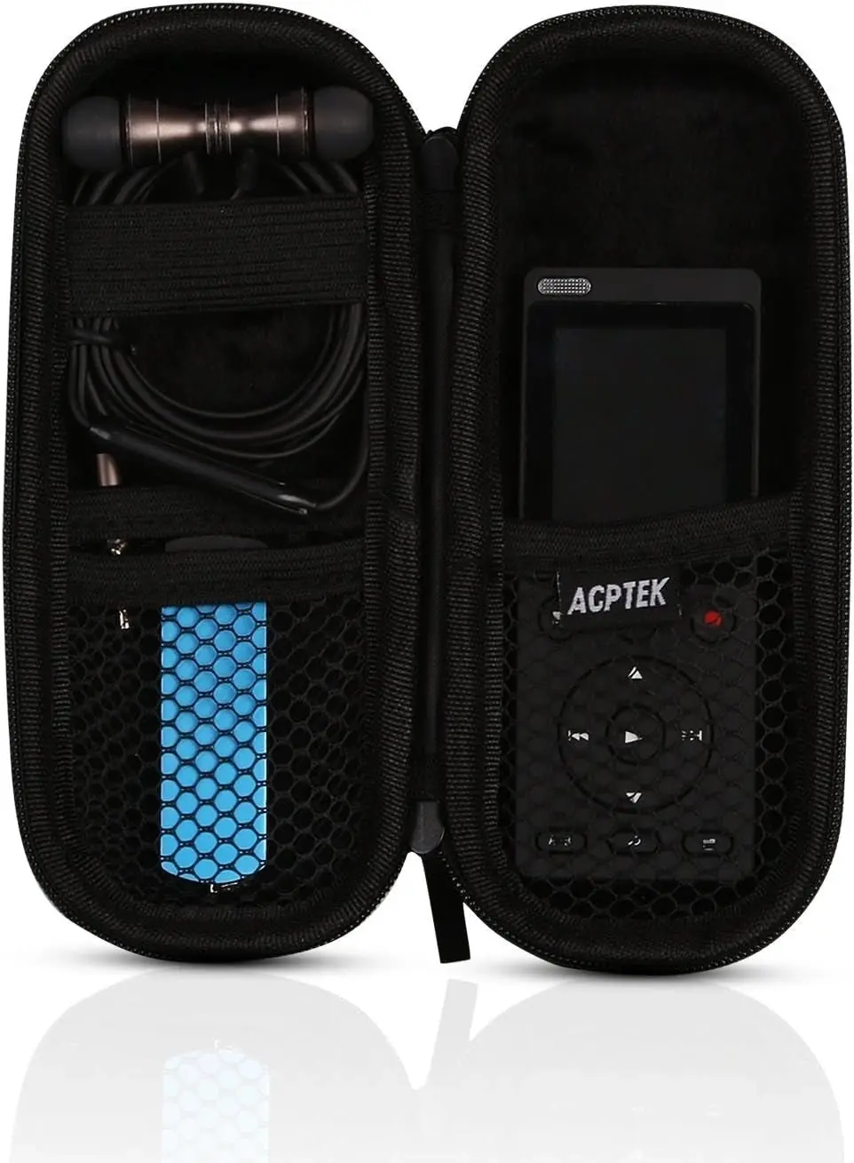 Agptek Carrying Case, EVA Zipper Carrying Hard Case Cover for Digital Voice Recorders, MP3 Players, USB Cable, Earphones-Bose QC20, Memory Cards, U Disk, Black