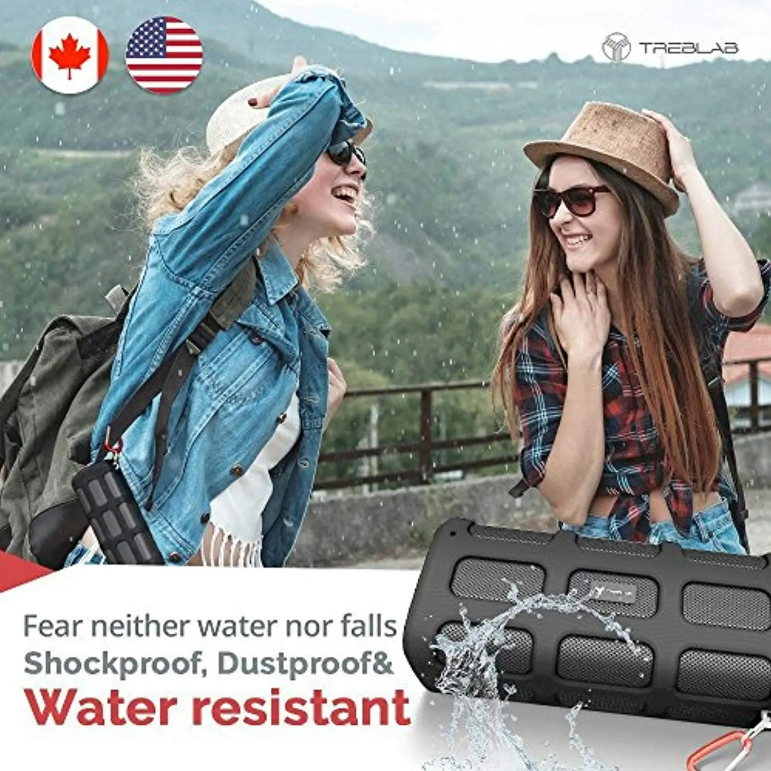 TREBLAB FX100 - Extreme Bluetooth Speaker - Loud, Rugged for Outdoors, Shockproof, Waterproof IPX4, Built-In 7000mAh Power Bank