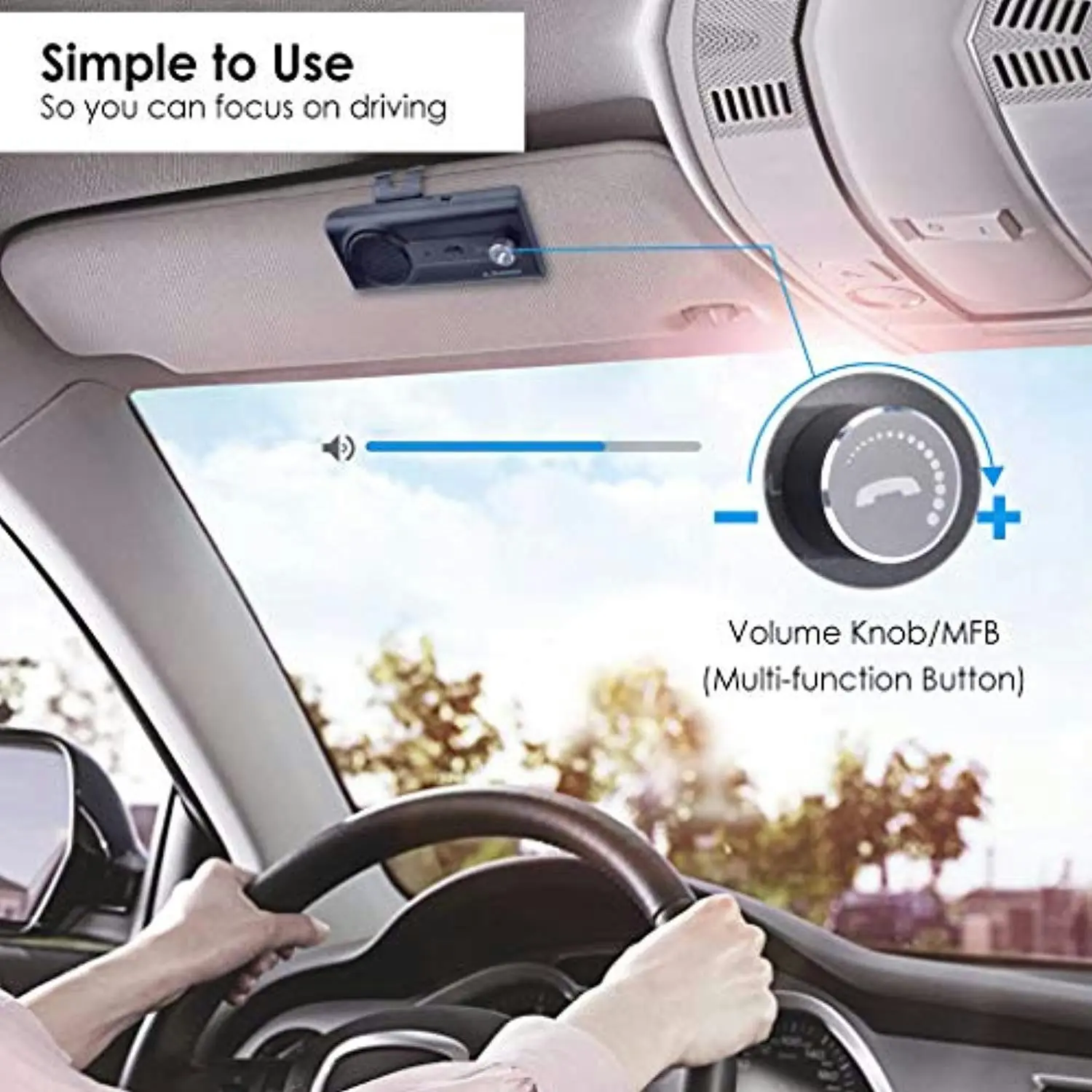 Avantree CK11 Bluetooth Hands Free Car Kit, Connects with Siri & Google Assistant, Auto On Off, Wireless in Car Handsfree Speakerphone