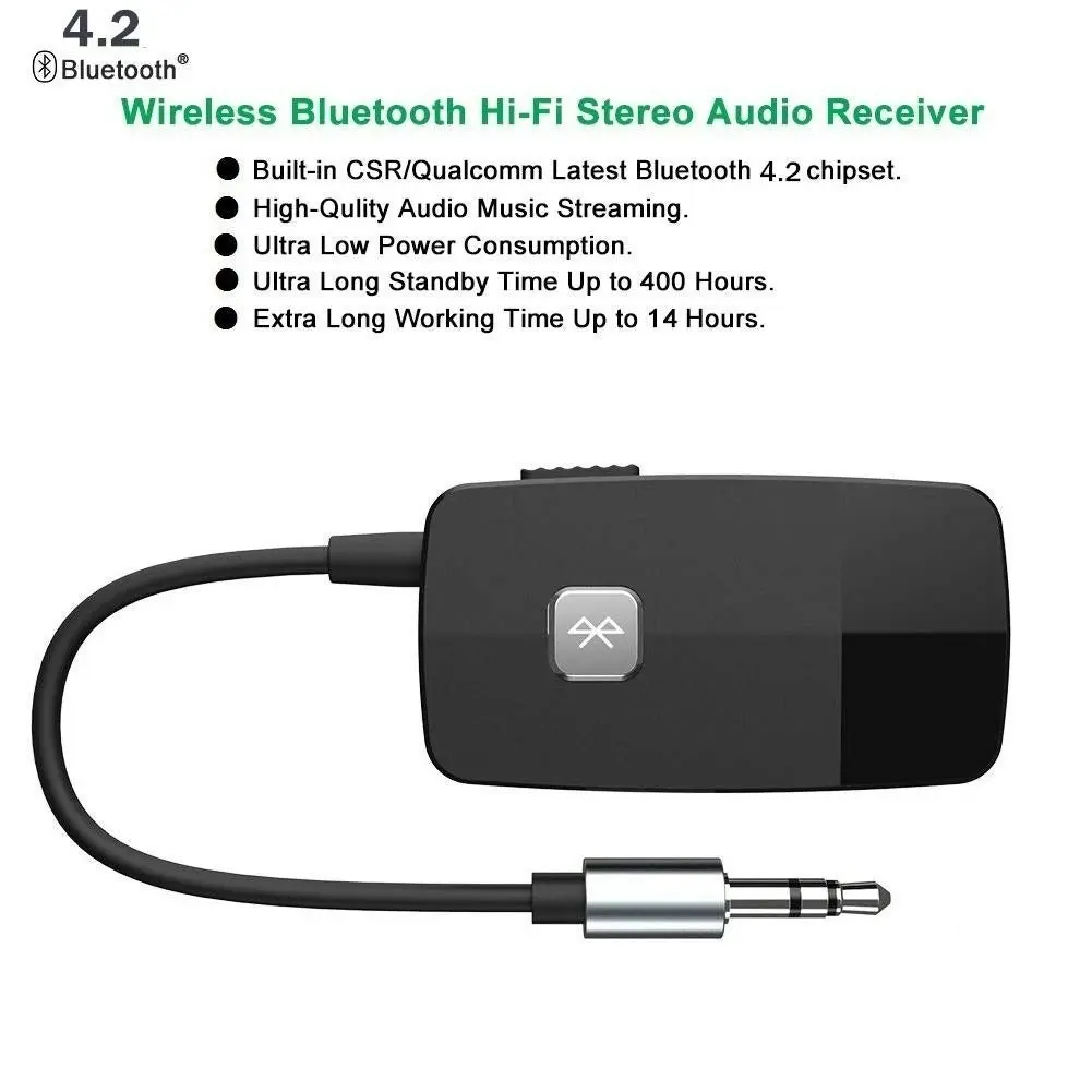 Giveet Bluetooth V4.2 Audio Receiver, Wireless Portable Bluetooth Adapter with 3.5 mm Aux Output for Home Stereo Hi-Fi Music Streaming