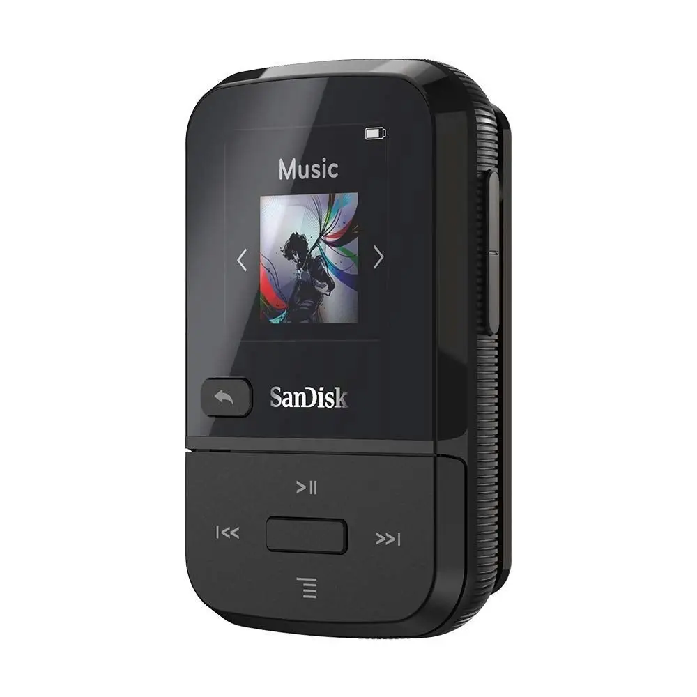 SanDisk 16GB Clip Sport Go MP3 Player, Black - LED Screen and FM Radio - SDMX30-016G-G46K