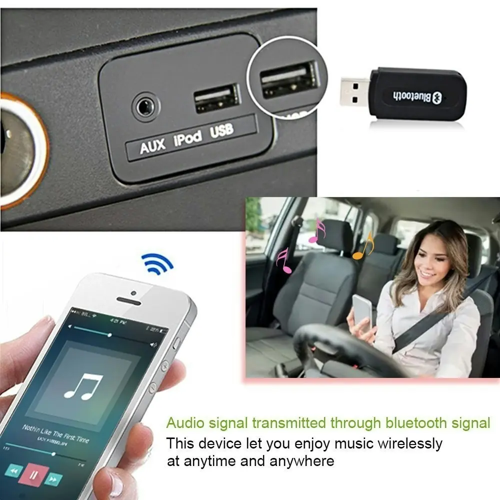 YETOR USB Bluetooth Receiver Adapter Wireless Audio Adapter Car Kit Music Receiver Bluetooth Car Adapter Home/Car Stereo Sound System, Portable Speske