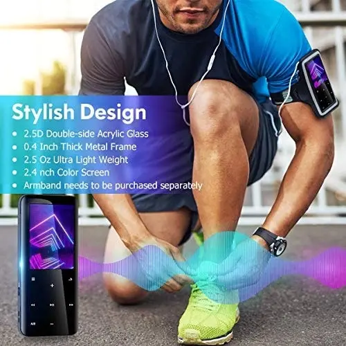 32GB Mp3 Player with Bluetooth 5.0 - Portable Digital Lossless Music Player for Walking Running,Super Light Metal Shell Touch Buttons with TF Card Exp