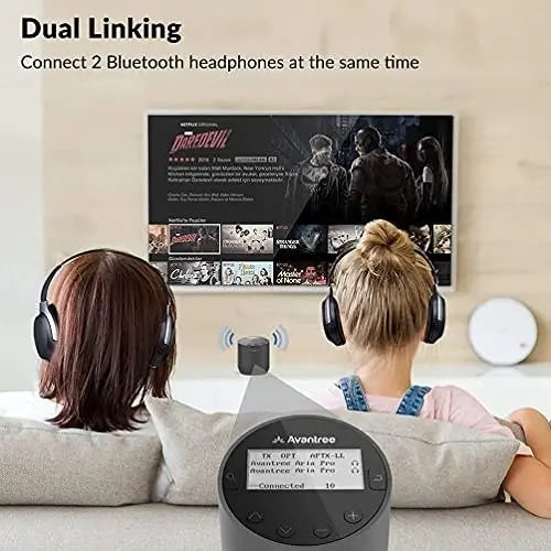 Avantree Orbit Bluetooth 5.0 Audio Transmitter for TV with LED Display, Class 1 Long Range, 100% TV Compatibility Delivers No Lip sync Delay, Mic Inpu