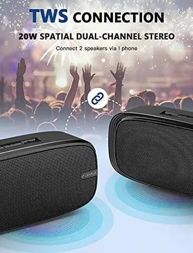 LENRUE Bluetooth Speaker, Wireless Portable Speaker with Loud Stereo Sound, Rich Bass, 12-Hour Playtime, Built-in Mic. Perfect for iPhone, Samsung and More