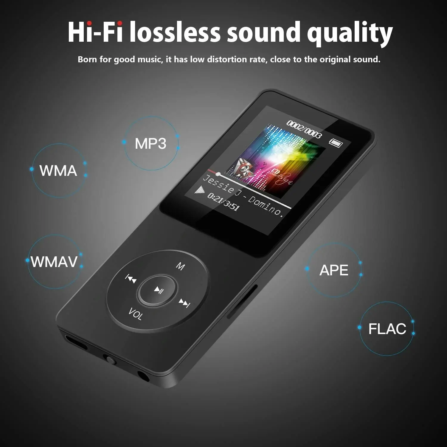 Agptek A02S 16GB MP3 Player with FM Radio, Voice Recorder, 70 Hours Playback and Expandable up to 128GB, Black