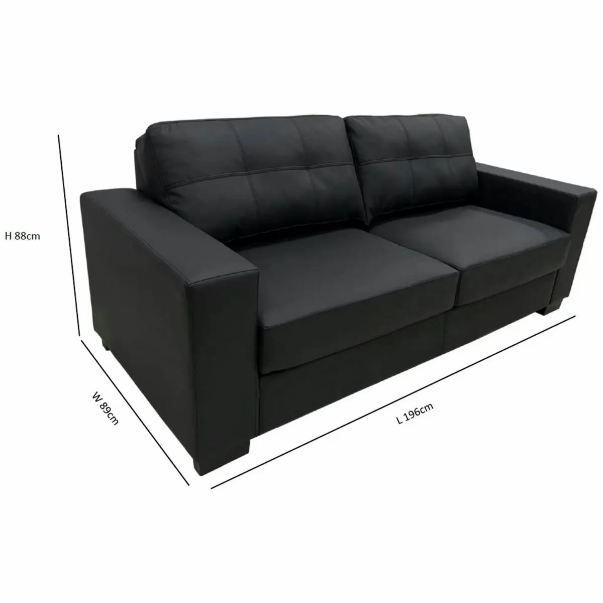 SILC Global Bari 2.5 Seater Sofa Bed PU Black