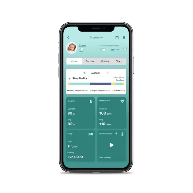 Oricom OBHGPLUS Guardian Plus Wearable Baby Sleep Tracker and Smart Soother