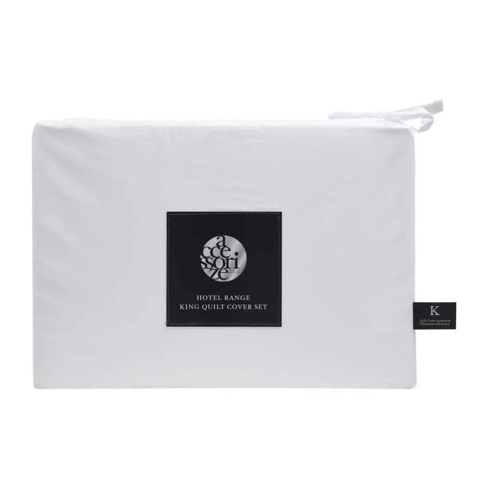 Accessorize Deluxe Hotel Quilt Cover Set - WHITE/BLACK