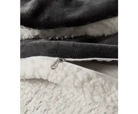 Gioia Casa 2 in 1 Teddy Sherpa Quilt Cover Set and Blanket - CHARCOAL